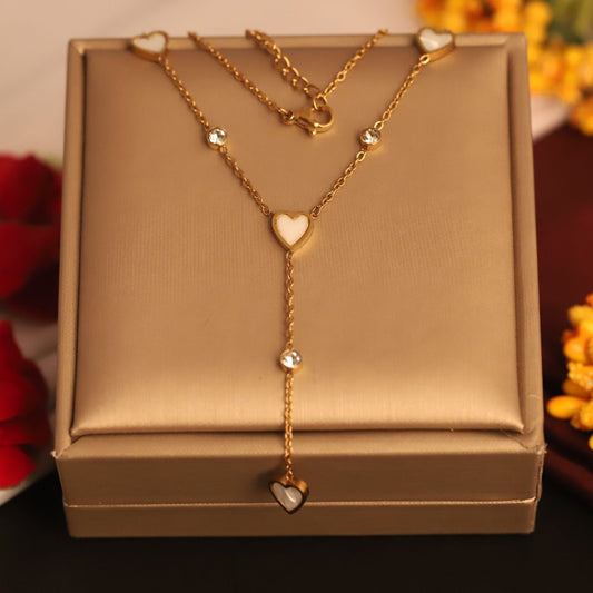 Gold Heart Drop Necklace