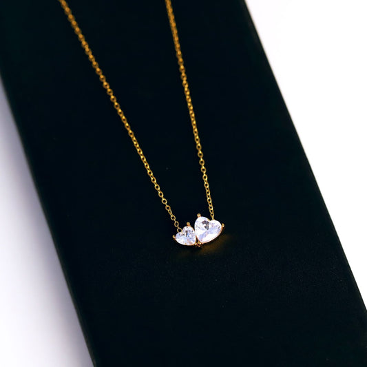 Double Heart Crystal Necklace