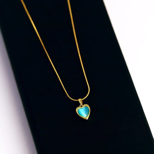 Blue Heart Pendant Necklace
