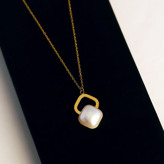 Minimal Pearl Gold Pendant Necklace – Korean Style | Anti-Tarnish
