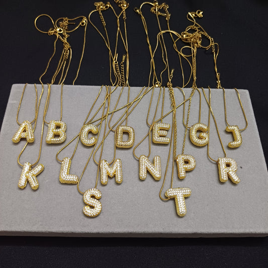 Diamond alphabet Letter Charm necklace chain