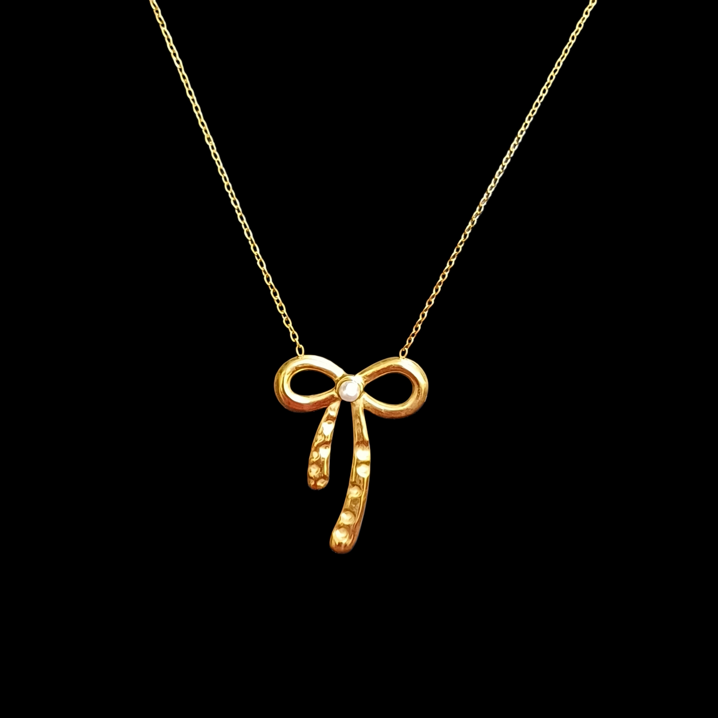 Gold Plated Bow Pendant Necklace