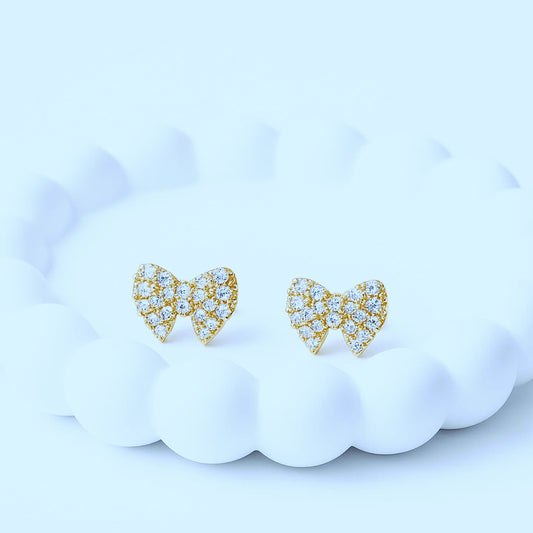 Bow Golden Stud Earrings
