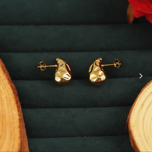 Molten Gold Textured Stud Earrings