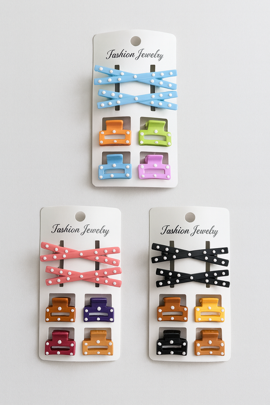 Polka Hair Clip + Mini Claw Pack (6 pcs)